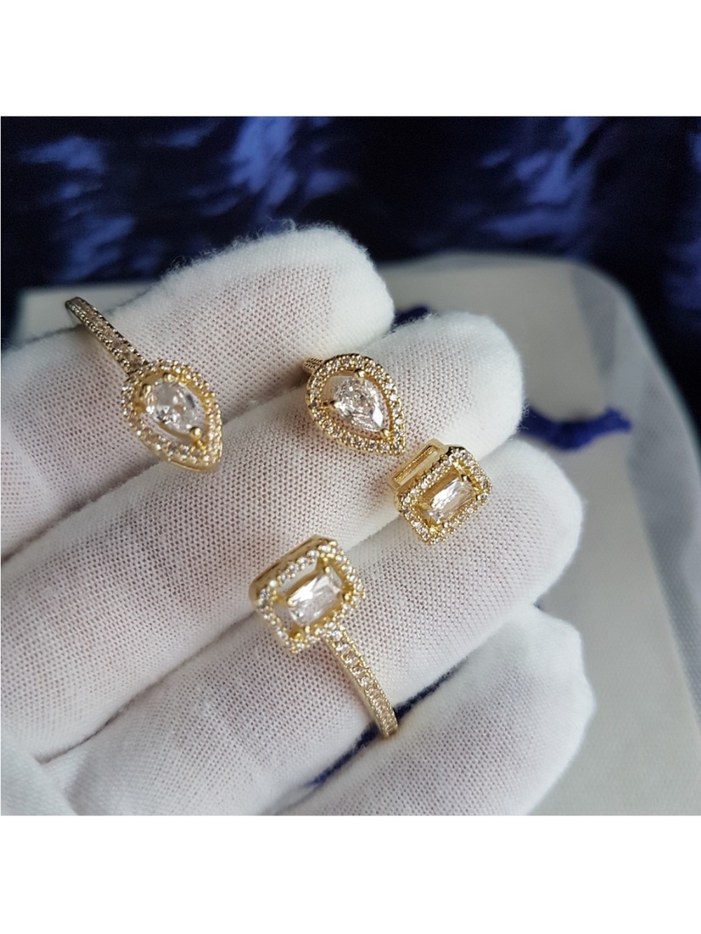 Swarovski Elements Yellow Gold Plated Open Contemporary Ring NEW - Picture 8 of 13